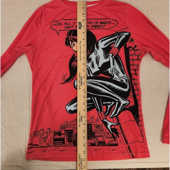 Marvel Black Widow Shirt "Wait For My Prey" Long Sleeve Polyester Large - Picture 8 of 9